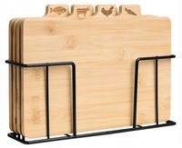 DESKA DREWNIANA BAMBUSOWA DO KROJENIA ZESTAW 4szt DESEK STOJAK METALOWY