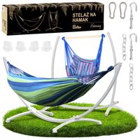 Stelaż na hamak biały 2w1 + hamak + krzesło brazylijskie