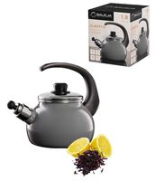 Czajnik emaliowany z gwizdkiem ALBERTO 1,8 l gładki szary ciemny indukcja