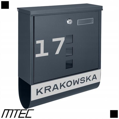 SKRZYNKA POCZTOWA NA LISTY POCZTĘ TUBA NA GAZETY ANTRACYT + NAPIS ADRES na Arena.pl