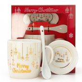 kubek świąteczny - zestaw w pudełku z zaparzaczem i łyżeczką 350 ml