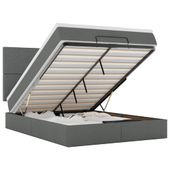 Rama łóżka otomana z materacem, szara , 140x200 cm, tkanina