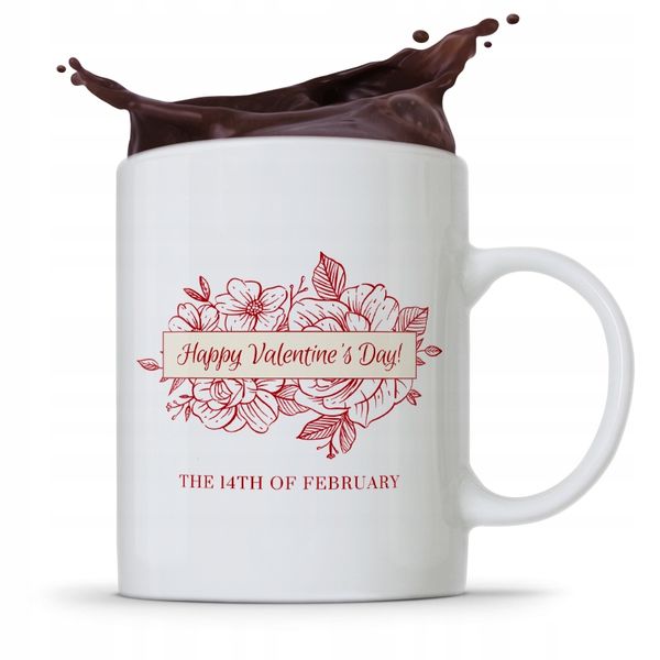 Kubek Prezent Na Walentynki Happy Valentine's Day Z Nadrukiem Ze Zdjęciem zdjęcie 1