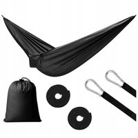 HAMAK TURYSTYCZNY CZARNY PODRÓŻNY 260CM PRZENOŚNY KEMPINGOWY 120KG OGRODOWY