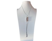 Piękny naszyjnik stal chirurgiczna Trzy kulki białe cyrkonie kolor srebrny