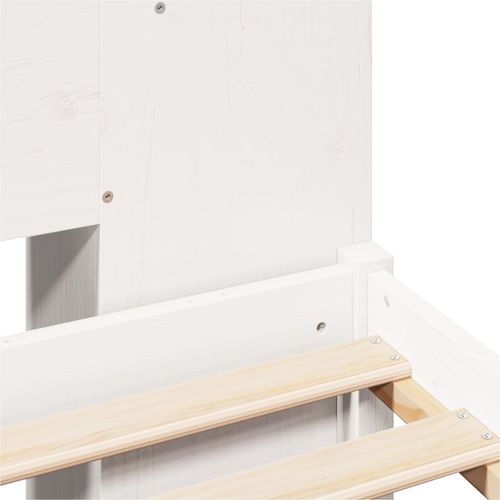 Łóżko z regałem, bez materaca, białe, 200x200 cm, sosnowe na Arena.pl