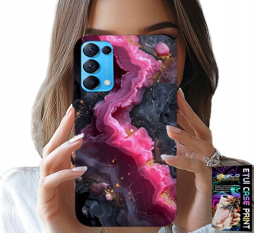 ETUI DO OPPO RENO5 4G 5G - RÓŻOWY MARMUREK PLECKI, MODNE WZORY na Arena.pl