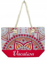 DeDa - materiałowa torba plażowa etniczne wzory czerwony D06-3