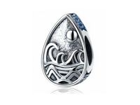 Rodowany srebrny wiszący charms do pandora plaża morze wakacje lato srebro 925 BEAD173SEA