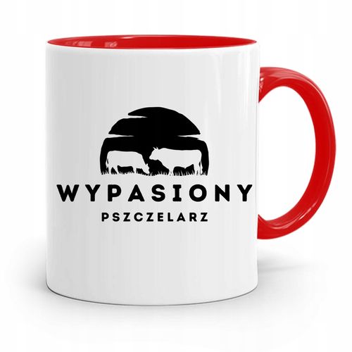 Kubek Czerwony Pszczelarza Wypasiony Pszczelarz Z Nadrukiem Ze Zdjęciem na Arena.pl