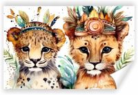 Fototapeta PREMIUM STRUKTURA ZMYWALANA POD WYMIAR mały gepard i tygrys