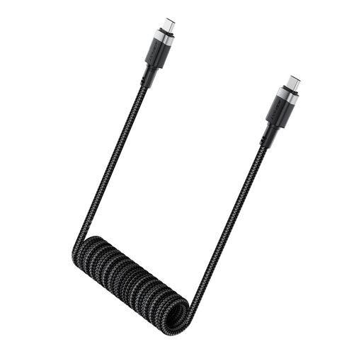 Kabel przewód spiralny USB-C - USB-C 480Mb/s 3A 1.2m - czarny na Arena.pl