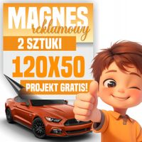 Profesjonalny Magnes 120x50 cm na Samochód - Twoja Reklama LOGO - 2 sztuki