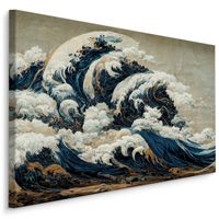 Obraz Do Salonu Ocean Fale Abstrakcja Styl Japoński Vintage 100cm x 70cm
