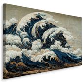 Obraz Do Salonu Ocean Fale Abstrakcja Styl Japoński Vintage 100cm x 70cm