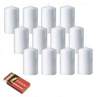 ŚWIECE BIAŁE ZESTAW 12 SZT. 8CM ŚWIECE STOŁOWE ŚWIECZKI WALEC TRADYCYJNA 9H