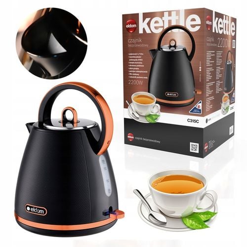 CZAJNIK ELEKTRYCZNY BEZPRZEWODOWY CZARNY 2200W 1,7l STRIX ELDOM C315c na Arena.pl