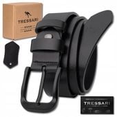 Pasek skórzany TRESSARI elegancki męski czarny spodni 100% skóra