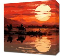 Obraz 40x40cm Zachód Słońca na Prerii