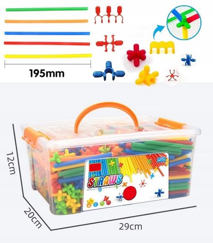 Klocki Konstrukcyjne Słomki Patyczki do Budowania Zestaw XL 800 elementów na Arena.pl