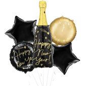 Zestaw balonów foliowych Sylwester Happy New Year, czarny