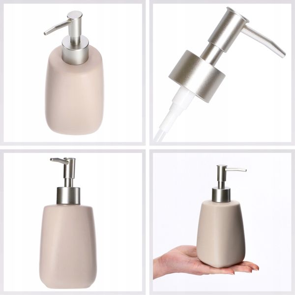 Dozownik Na Mydło Płyn Pojemnik Beżowy 2 x 400ml zdjęcie 5