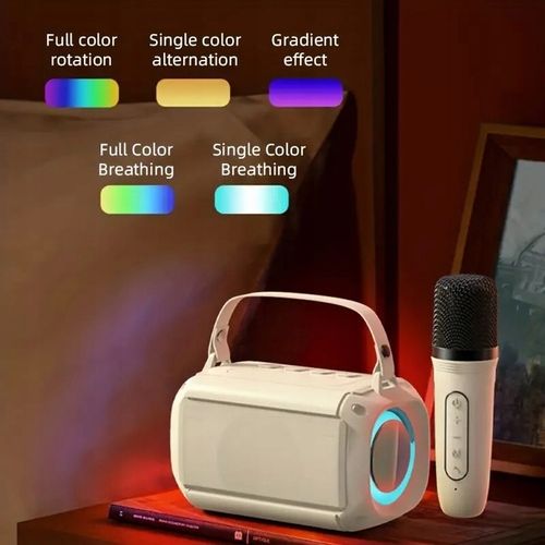 MINI BEZPRZEWODOWY GŁOŚNIK BLUETOOTH + KARAOKE 2 MIKROFONY LED DLA DZIECKA na Arena.pl