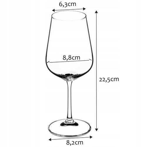 KIELISZKI DO WINA CZERWONEGO KOMPLET 6 SZT 450ML na Arena.pl