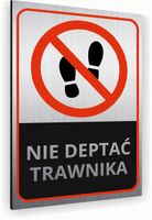 Tabliczka znak informacyjny 30x20 NIE DEPTAĆ TRAWNIKA Dibond SREBRNA