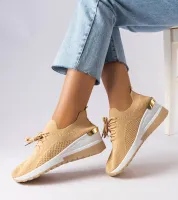 Beżowe sneakersy na koturnie Alberica 38