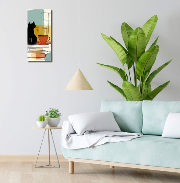 Obraz 20x50cm Kot i Kawa zdjęcie 2