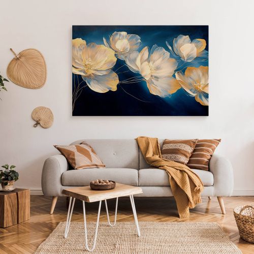 Obraz Do Salonu Sypialni Kremowe Kwiaty Glamour Abstrakcja 120cm x 80cm na Arena.pl