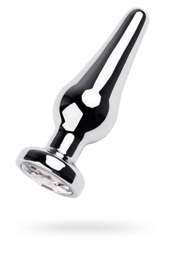 silver anal plug toyfa metal with white round-shaped gem, length na Arena.pl