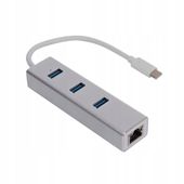 Adapter Przejściówka USB-C na Gigabit Network hub 3 porty USB 3.0 AM