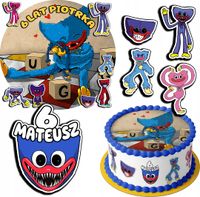 ZESTAW OPŁATEK NA TORT 20CM + 17 POSTACI - HUGGY WUGGY + IMIĘ 15CM 18CM