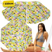 PARASOL 220CM NA PLAŻĘ W OWOCE PLAŻOWY OGRODOWY ŁAMANY SKŁADANY BIWAKOWY