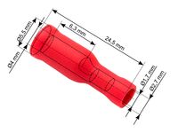 Konektor izolowany gniazdo 4,0/24,5mm czerwony 100szt.