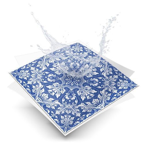 Naklejki Na Kafelki Niebieskie Klasyczne ORNAMENTY Zestaw 24 szt. 25x25 na Arena.pl