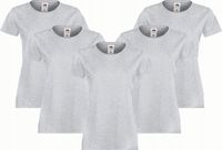KOSZULKI DAMSKIE BAWEŁNIANE ROZMIAR L 5 SZTUK SZARE