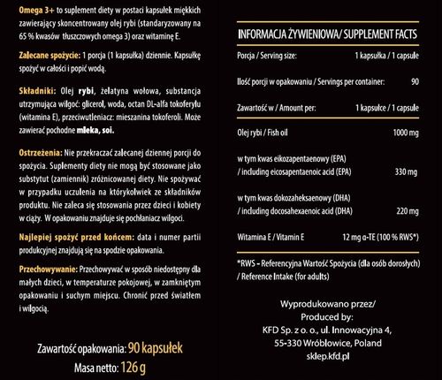 KFD OMEGA 3+ 90 kaps. - 330 EPA + 220 EPA + WIT. E na Arena.pl