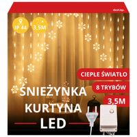 kurtyna świetlna girlanda śnieżynki sople światełka świąteczne lampki 300sz