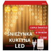 kurtyna świetlna girlanda śnieżynki sople światełka świąteczne lampki 300sz