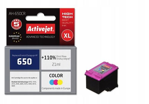 Tusz ACTIVEJET AH-650CR zamiennik HP 650 CZ102AE kolor na Arena.pl