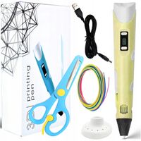 Zestaw Długopis 3D Pen Żółty Dla Dzieci + Wkłady + Nożyczki
