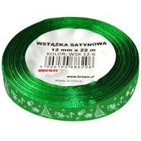 WSTĄŻKA SATYNOWA ŚWIĄTECZNA 12MM X 22M WSX 12-9 BREWIS ZIELONA