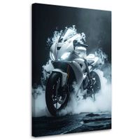 Obraz do pokoju młodzieżowego, Motocykł sportowy ścigacz biały