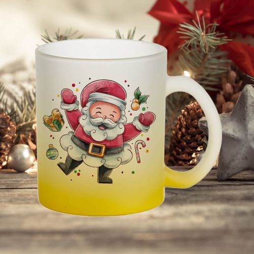 Kubek z mrożonego szkła z żółtym dnem z Twoim nadrukiem na Arena.pl