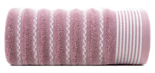 Ręcznik z ozdobną bordiurą w pasy 70X140 LILIOWY na Arena.pl