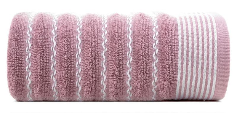 Ręcznik z ozdobną bordiurą w pasy 70X140 LILIOWY zdjęcie 2