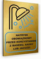 Tabliczka znak informacyjny 20x15 Złota NATRYSK OBOWIĄZKOWY Nierdzewna